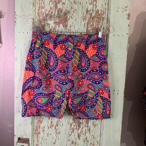 Women’s vibrant multi-coloured paisley print shorts